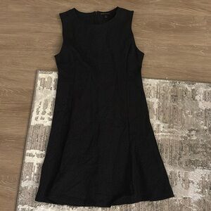 navy and white polka dot work dress